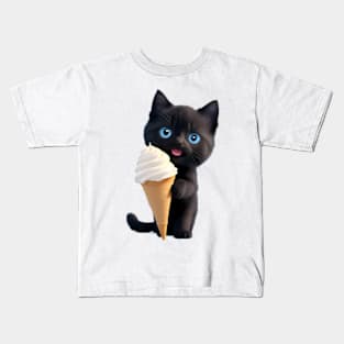 Cute Kitten's Ice Cream Delight Kids T-Shirt